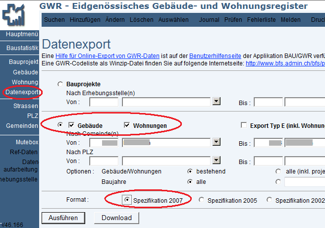 Datenexport GWR